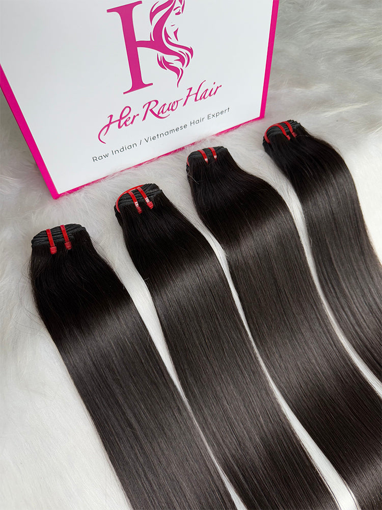 Raw Cambodian Straight Double Drawn Hair Bundle Deal One Donor hair