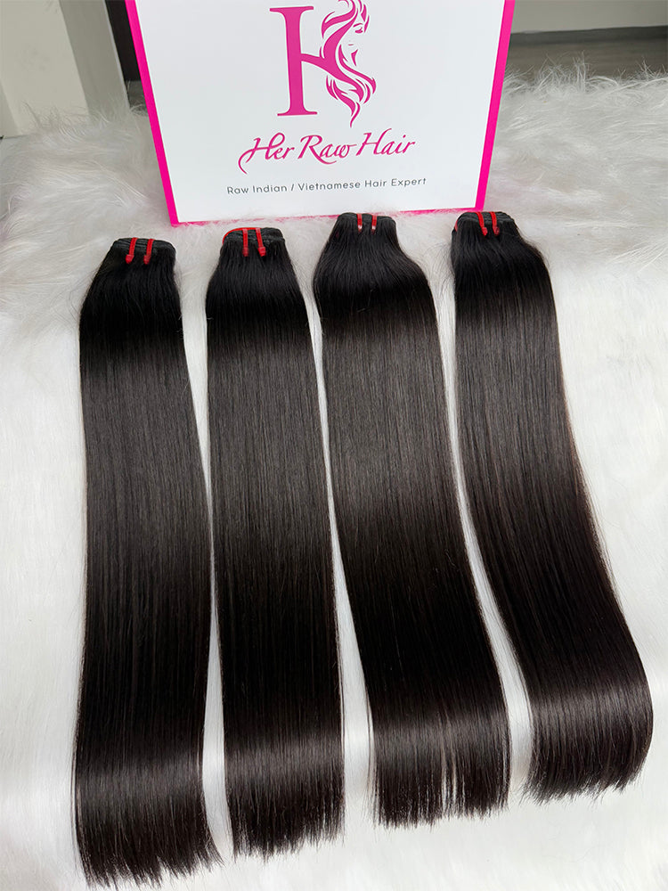 Raw Cambodian Straight Double Drawn Hair Bundle Deal One Donor hair