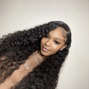 Raw Indian Curly Hair 1b# HD Lace  Wigs