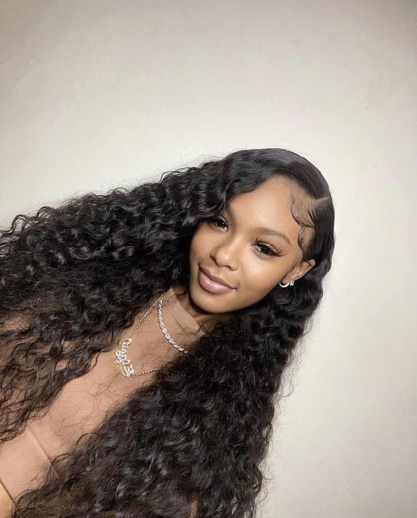 Raw Indian Curly Hair 1b# HD Lace  Wigs