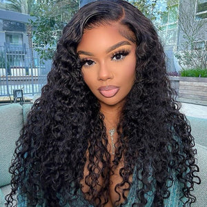 Raw Indian Curly Hair 1b# HD Lace  Wigs