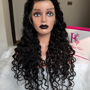 Raw Indian Curly Hair 1b# HD Lace  Wigs