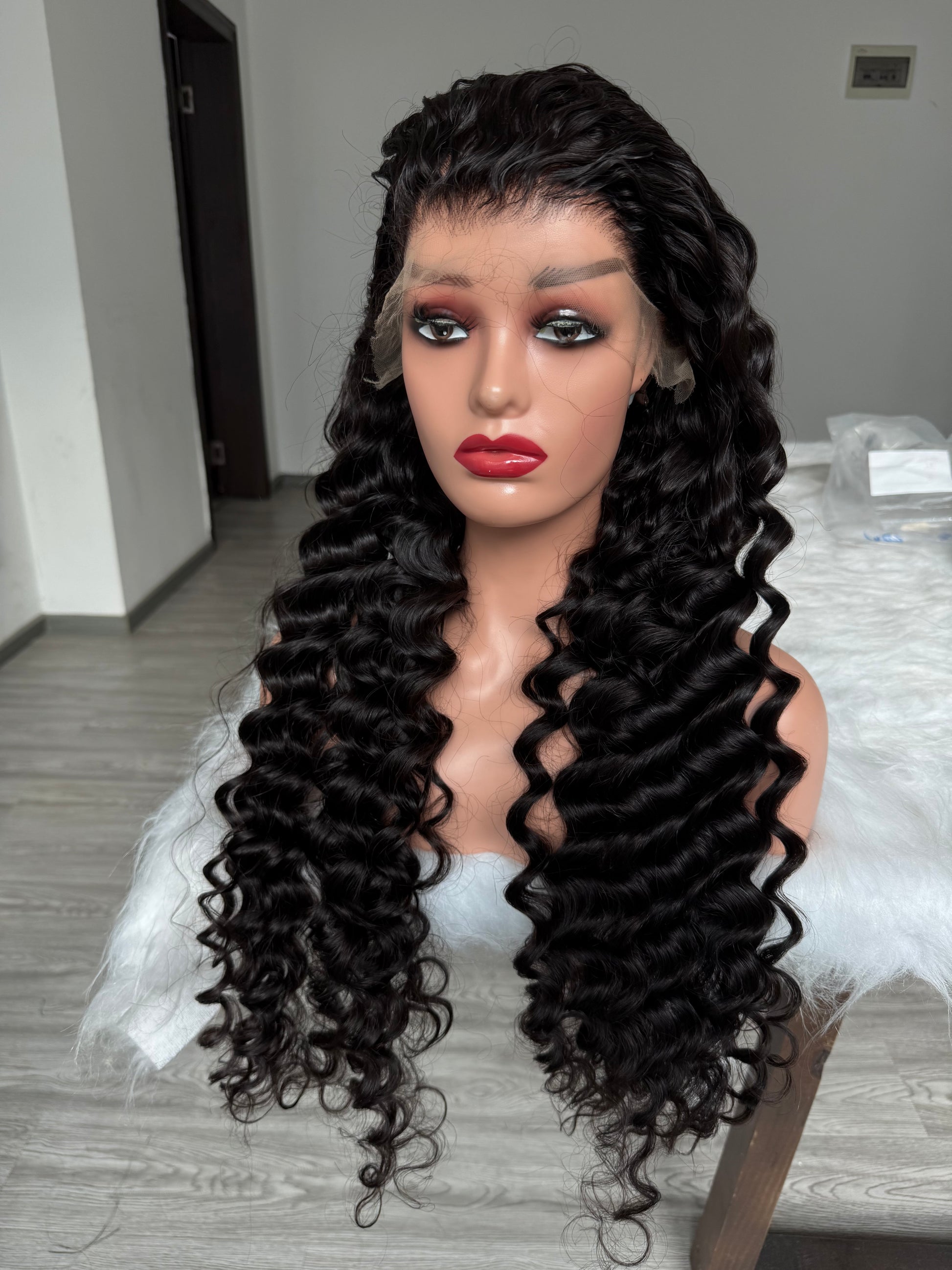 Indian Luxury loose deep wave virgin hair HD Lace closure wig