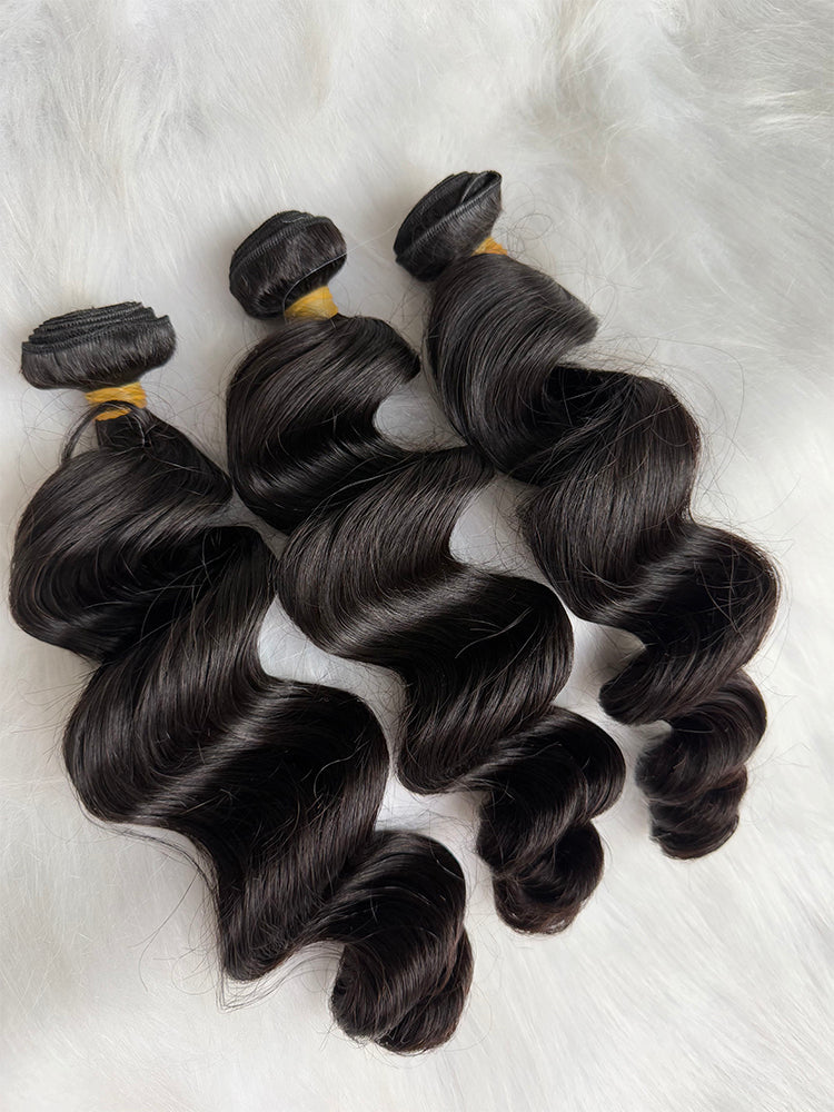 Indian Luxe Virgin Loose wave Hair Bundle Deal