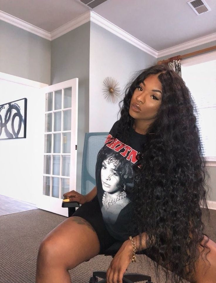 Raw Indian wavy Hair 1b# HD Lace  Wigs