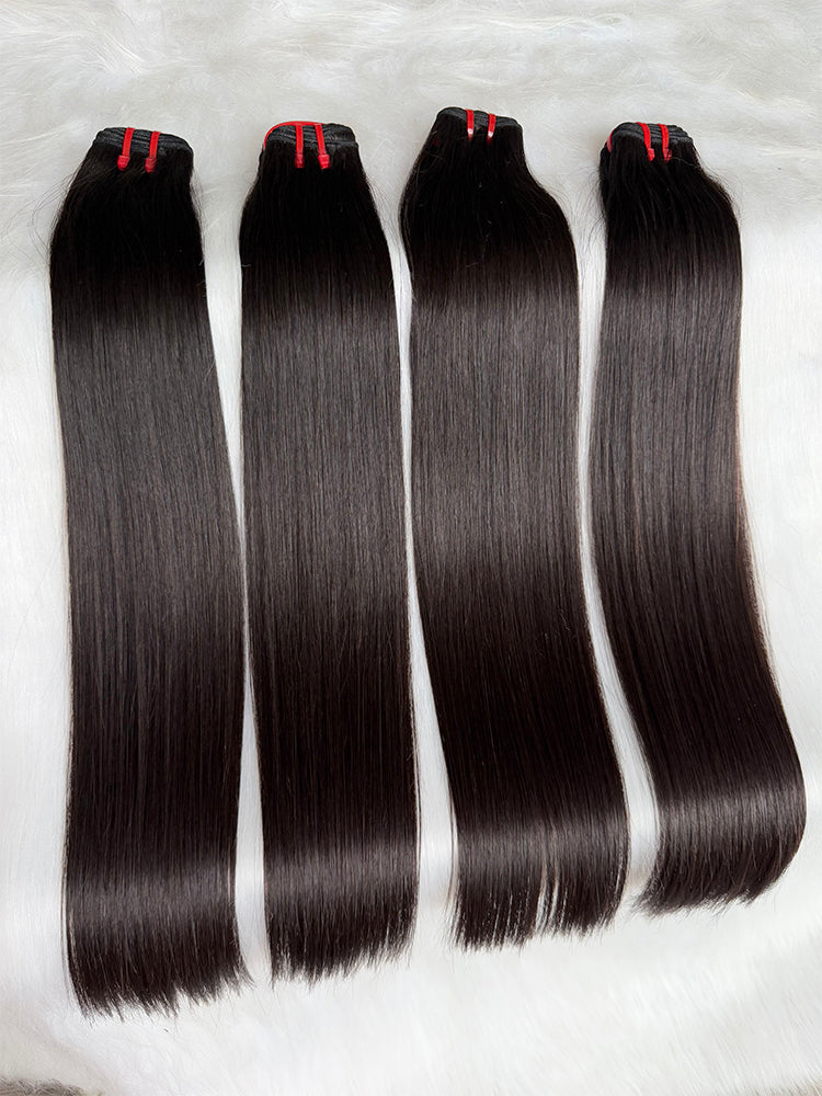 Raw Cambodian Straight Double Drawn Hair Bundle Deal One Donor hair