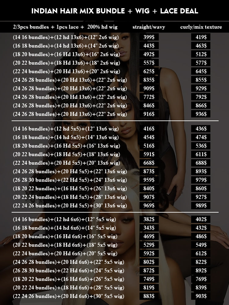 mix 200% wig+bundle+lace