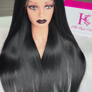 Straight jet black wig（2）