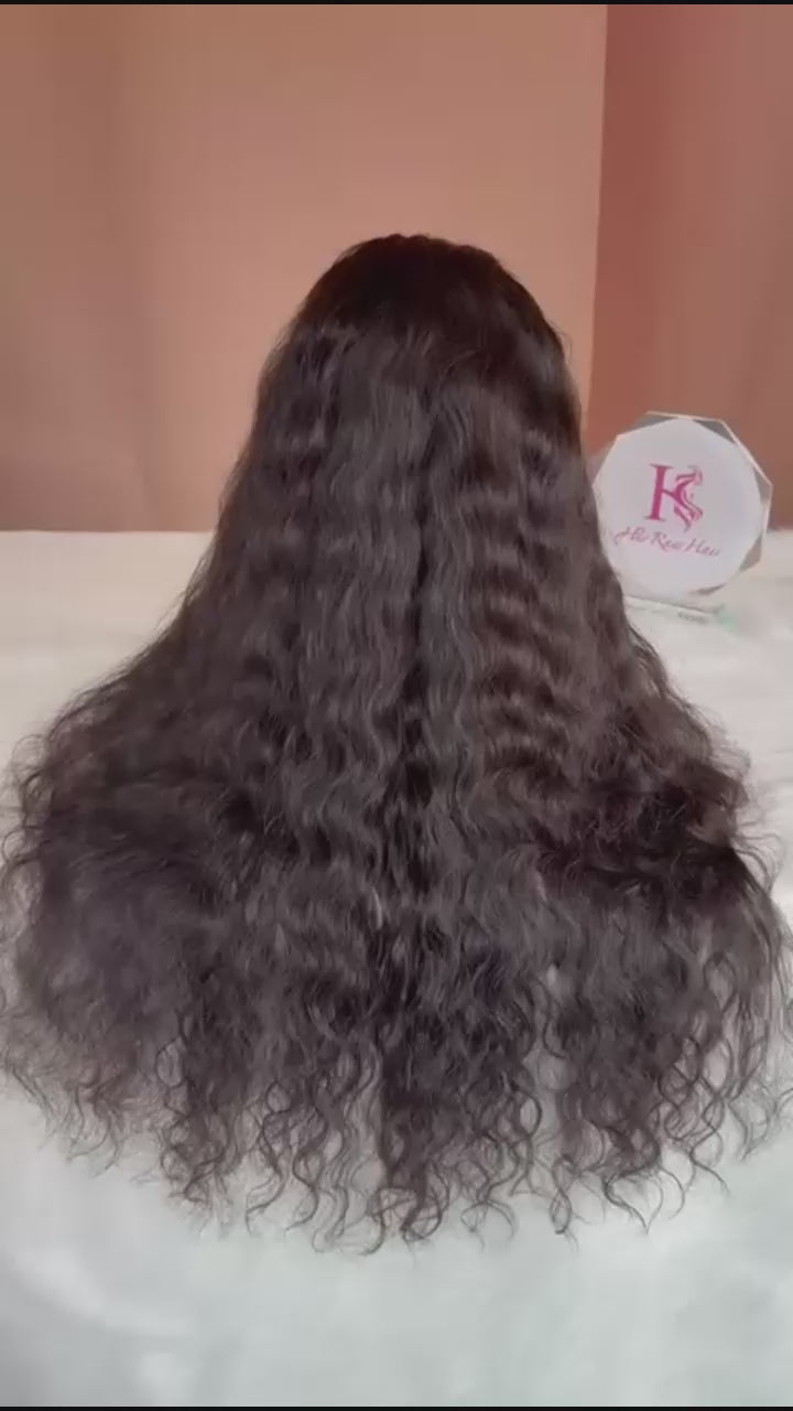 Raw Indian wavy Hair 1b# HD Lace  Wigs
