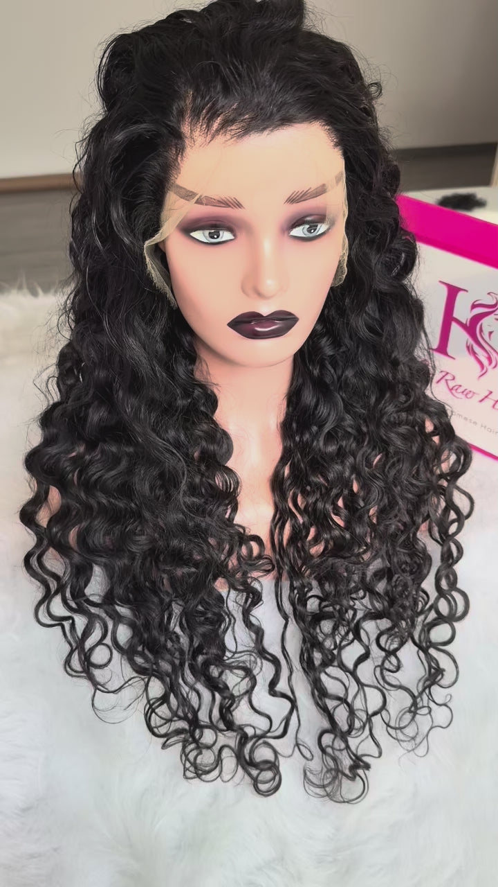 Raw Indian Curly Hair 1b# HD Lace  Wigs