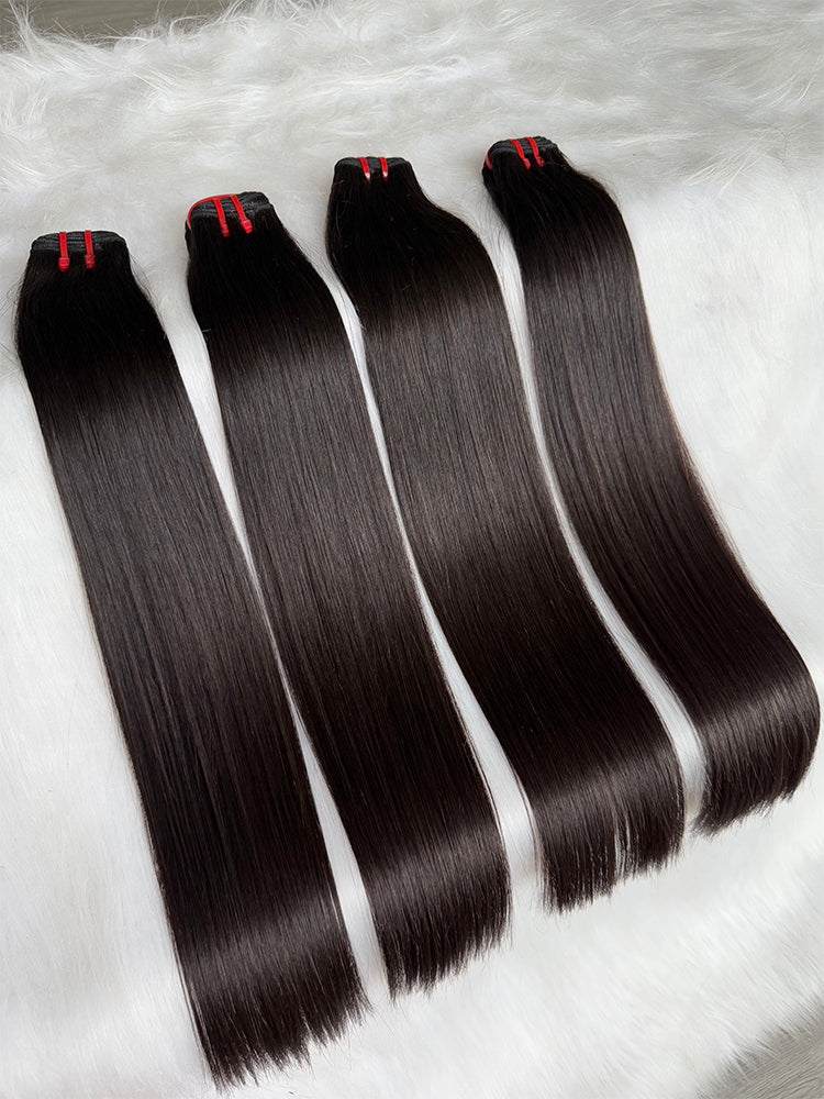 Raw Cambodian Straight Double Drawn Hair Bundle Deal One Donor hair