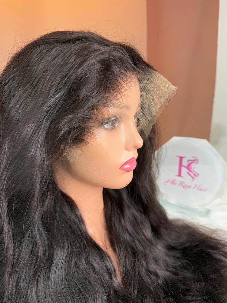 Raw Indian wavy Hair 1b# HD Lace  Wigs