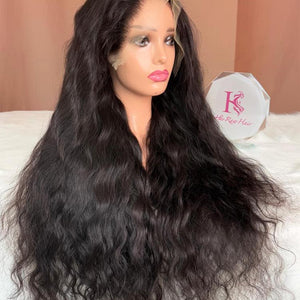 Raw Indian wavy Hair 1b# HD Lace  Wigs